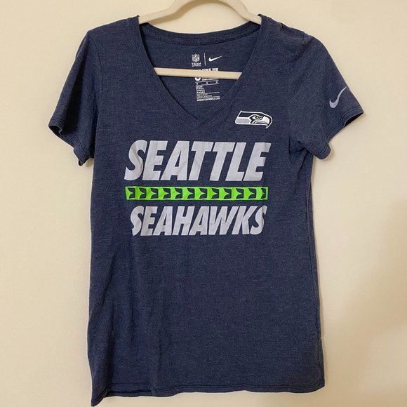 Nike Seattle Seahawks Short-Sleeved V Neck Shirt - Picture 1 of 3